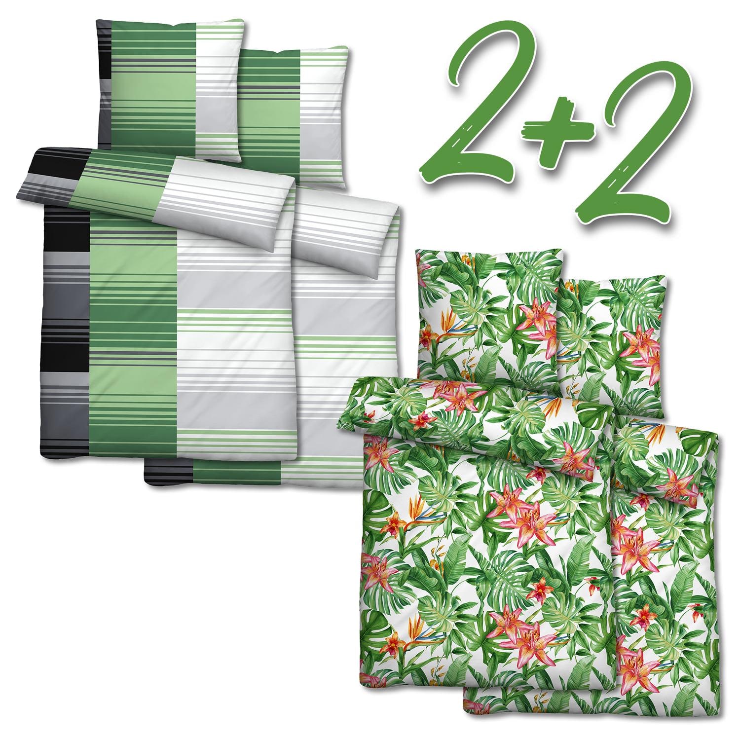 Mikrofaser Seersucker Bettwäsche 155 x 220 + 80 x 80 cm im 4er-Pack
