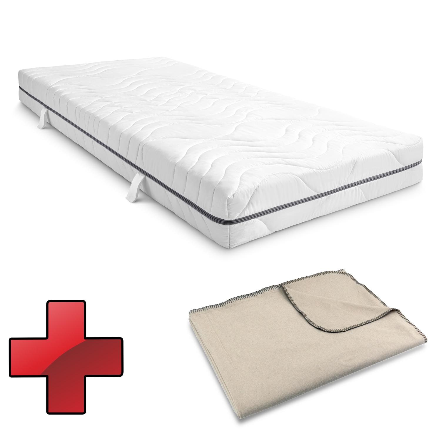 7 Zonen Viskoelastik-Matratze Sleezzz Smart 90 x 200 cm, Höhe 18 cm, Härtegrad H3 mit Air Memoryschaum + Sleezzz® Smart Kuscheldecke 140 x 200 cm