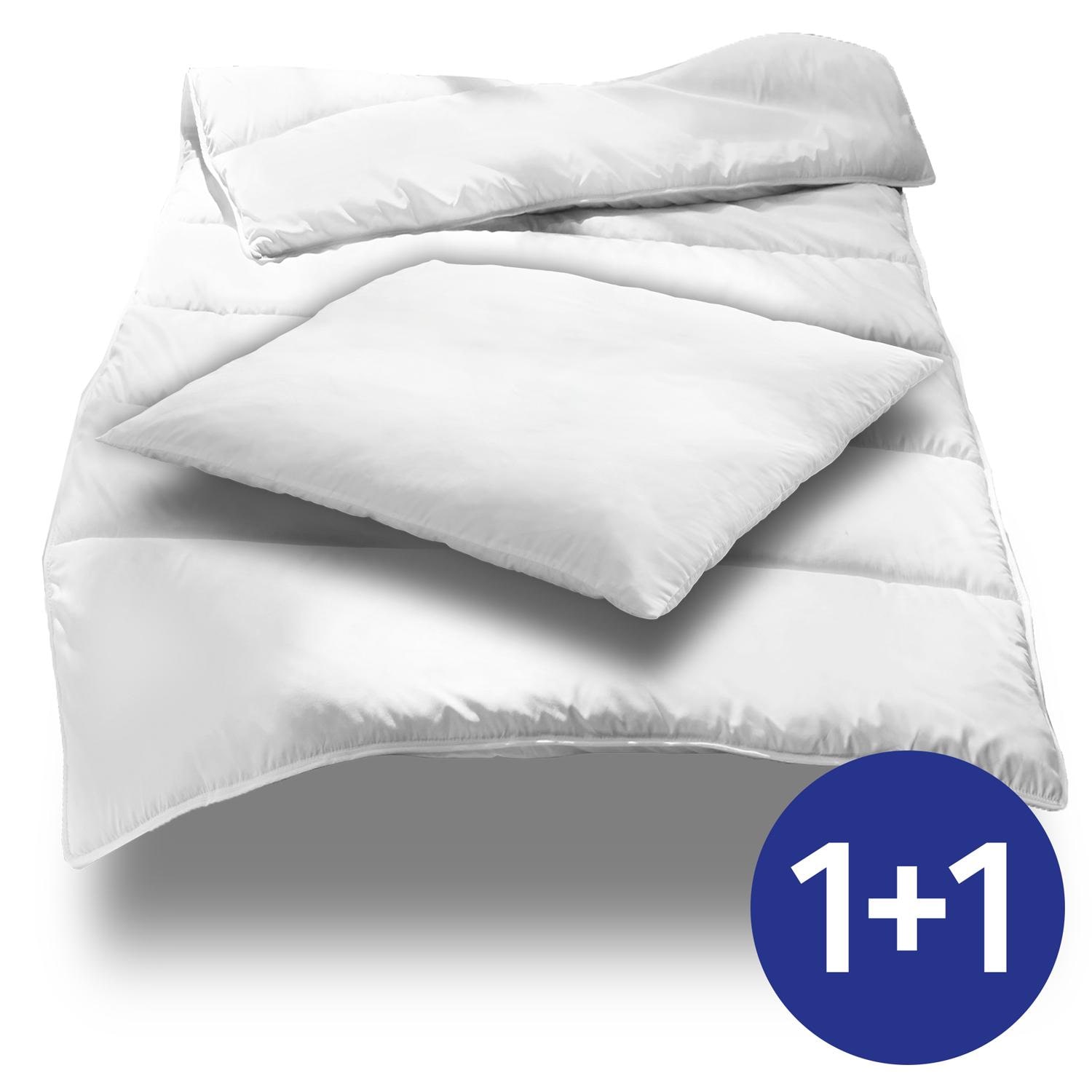 155 x 220 cm + 80 x 80 cm Mikrofaser Ganzjahres Bett-Set, extra leicht