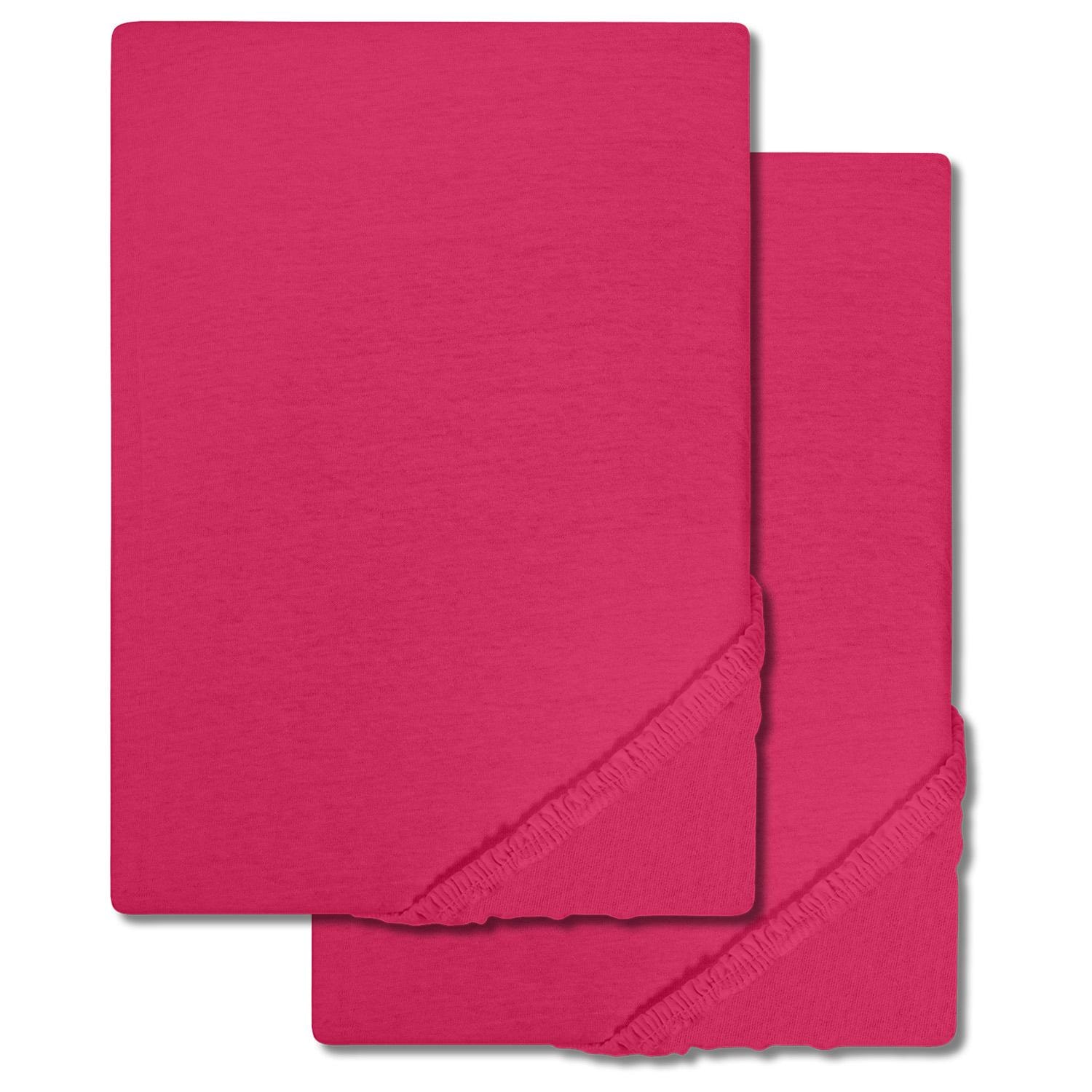 Setex Feinbiber Spannbettlaken pink 90 x 200 cm Doppelpack