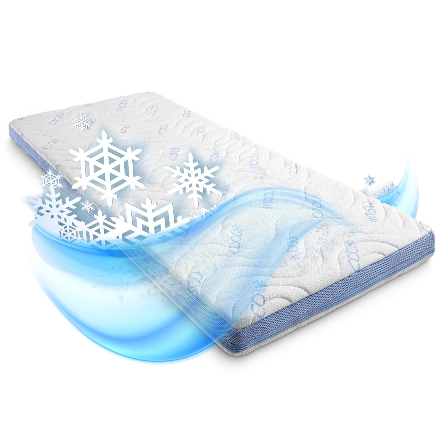 Kaltschaumtopper CloudComfort Cool 120 x 200 cm H2/H3, Höhe 7 cm, Härtegrad H2/H3, 7-Zonen Topper mit Sommer- und Winterseite