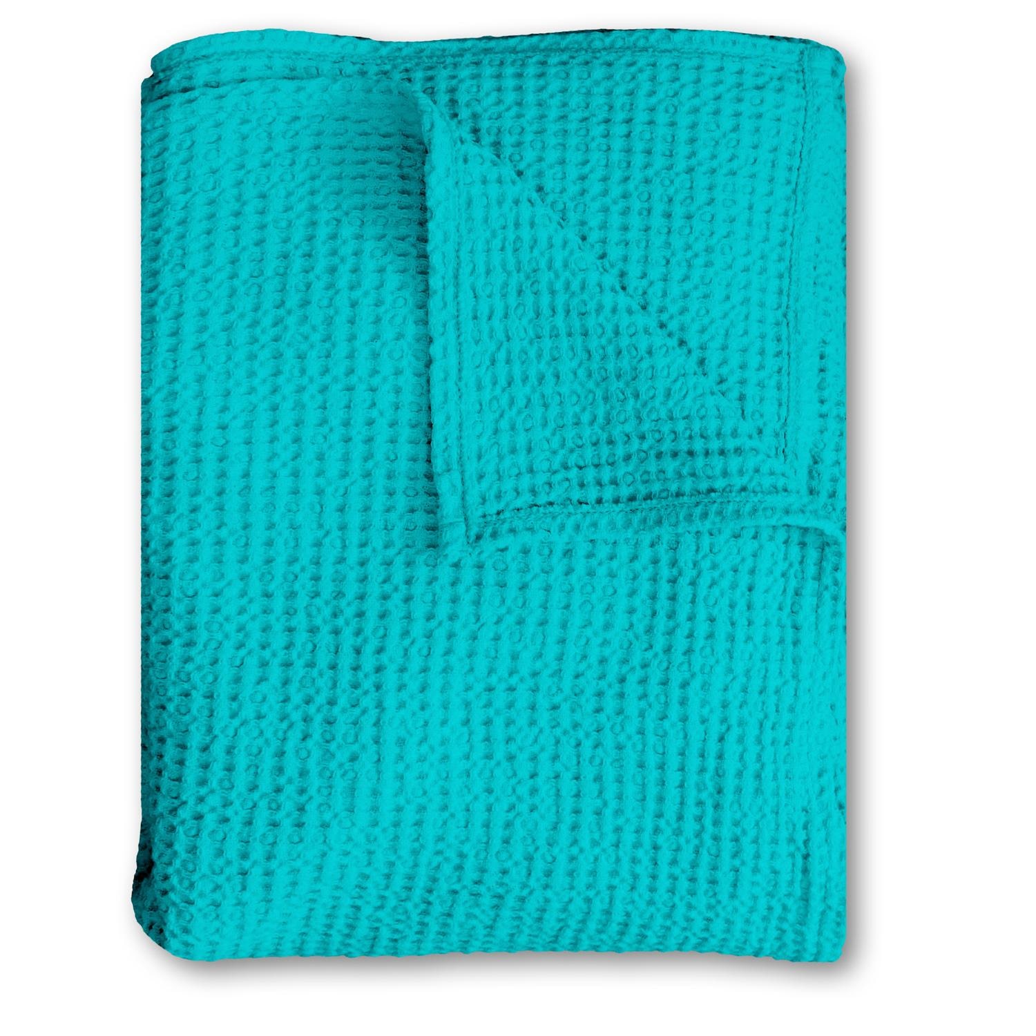 Baumwoll Waffelpiqué Decke türkis 130 x 180 cm