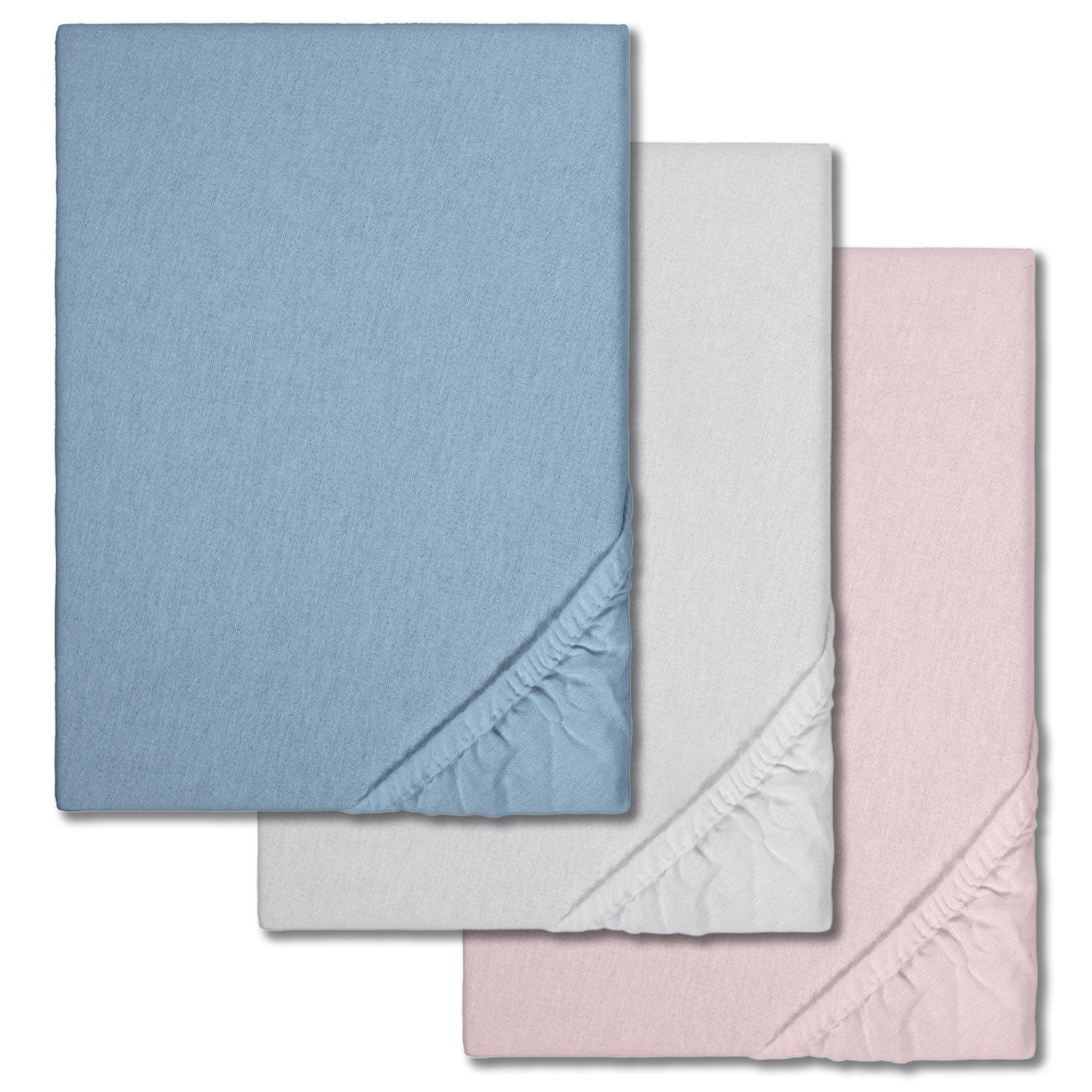 Sparpaket 3 Farben Spannbettlaken Winterflausch 90 x 190 - 100 x 200 cm (3 Stück)