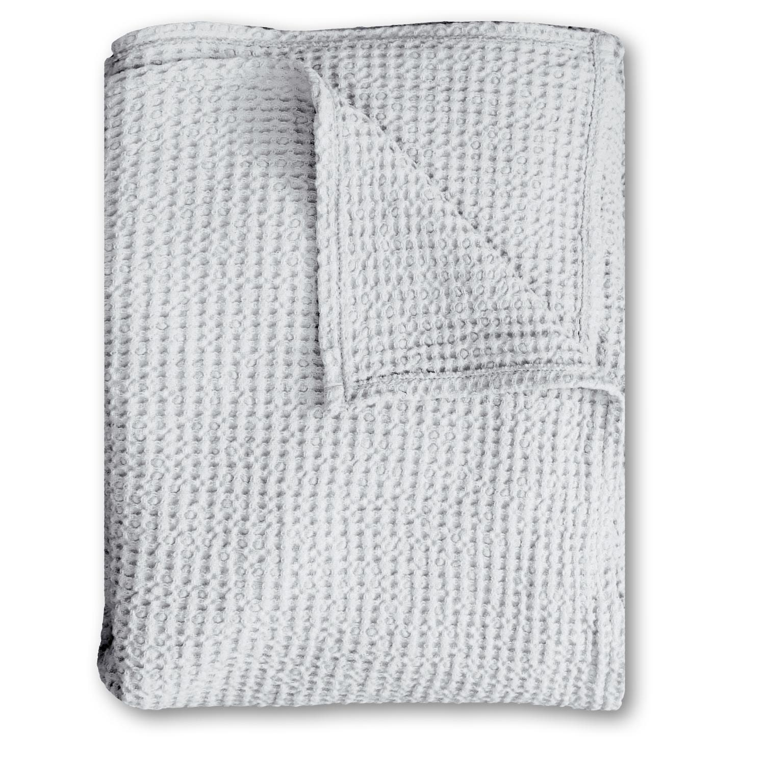 140 x 200 cm Waffelpiqué leichte Polycotton Tagesdecke in der Farbe hellgrau