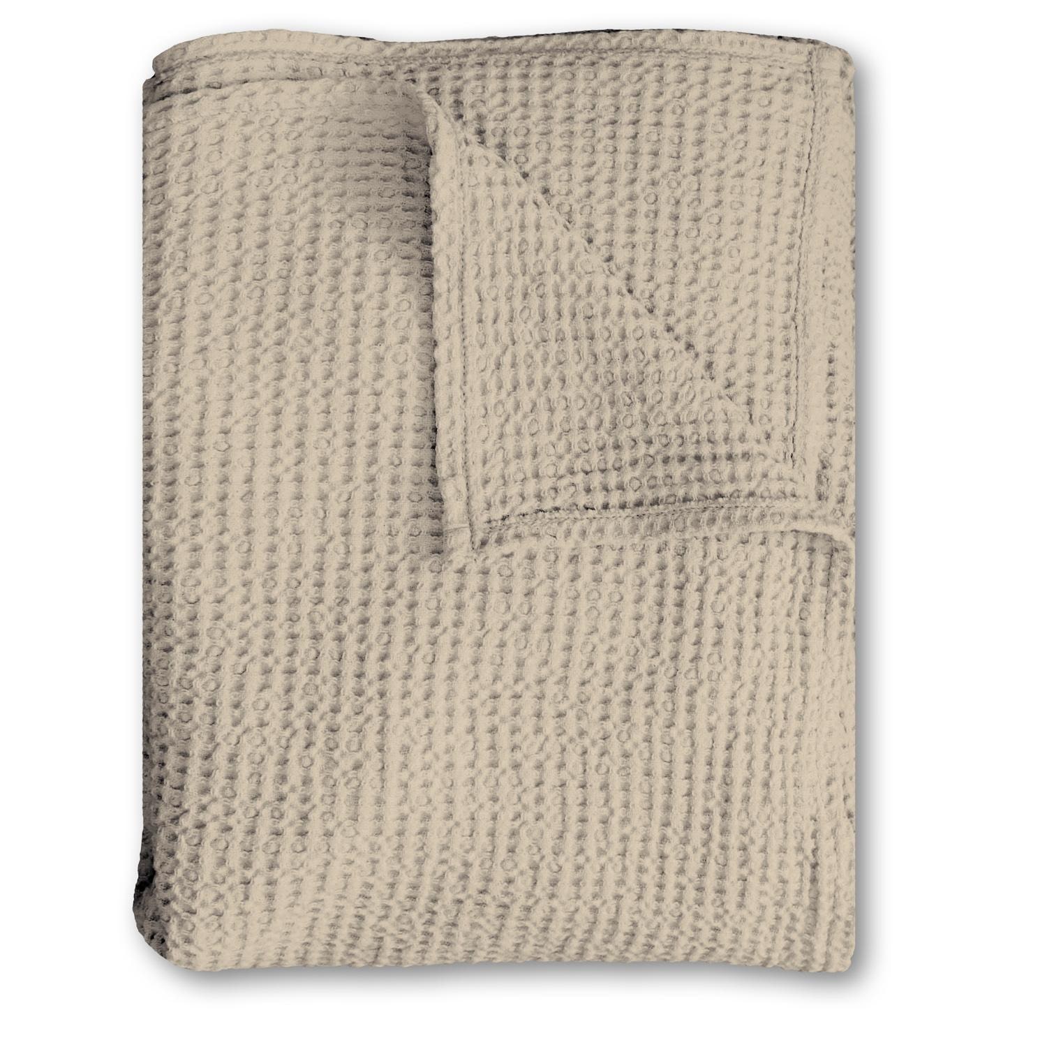 Baumwoll Waffelpiqué Decke beige 150 x 200 cm