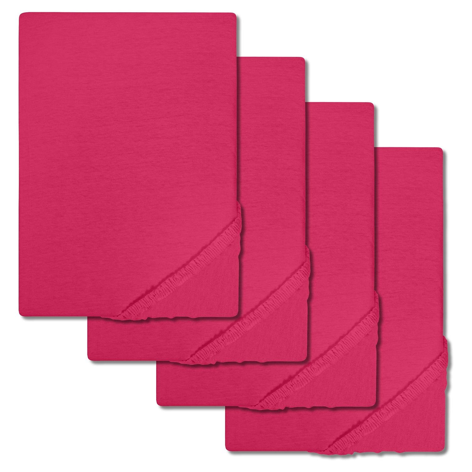 Setex Feinbiber Spannbettlaken pink 90 x 200 cm 4er-Set