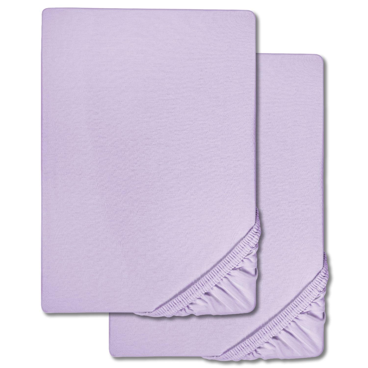 Spannbettlaken Microfaser Interlock-Jersey flieder 90 x 190 - 100 x 200 cm Doppelpack
