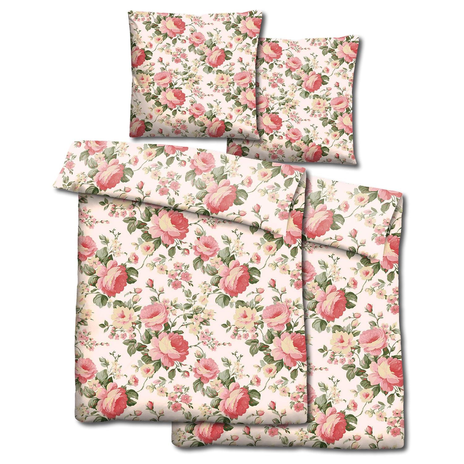 Doppelpack CloudComfort Basic Mikrofaser Bettwäsche Camelie 135 x 200 + 80 x 80 cm