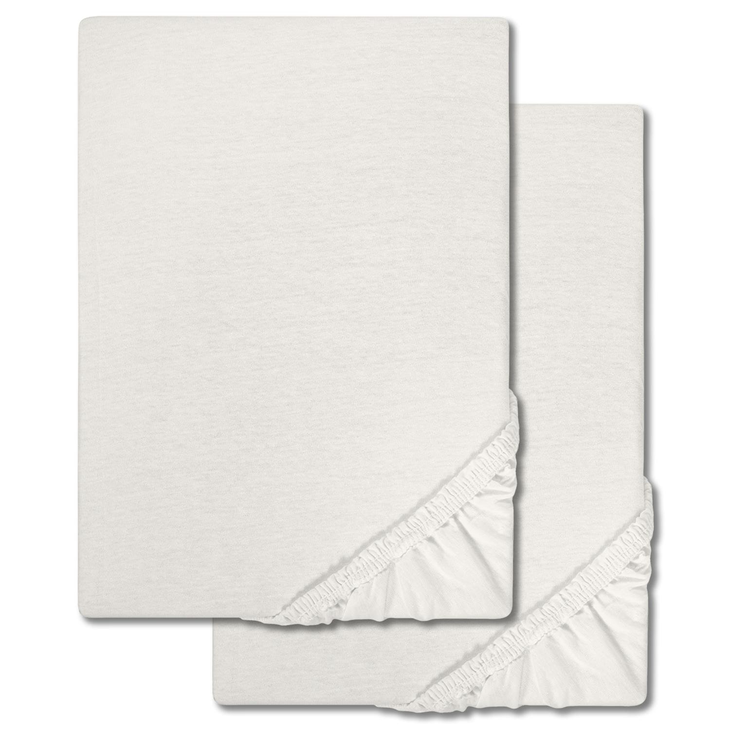 Castell Jersey Baumwoll Spannbettlaken weiß 90 x 190 - 100 x 200 cm Doppelpack