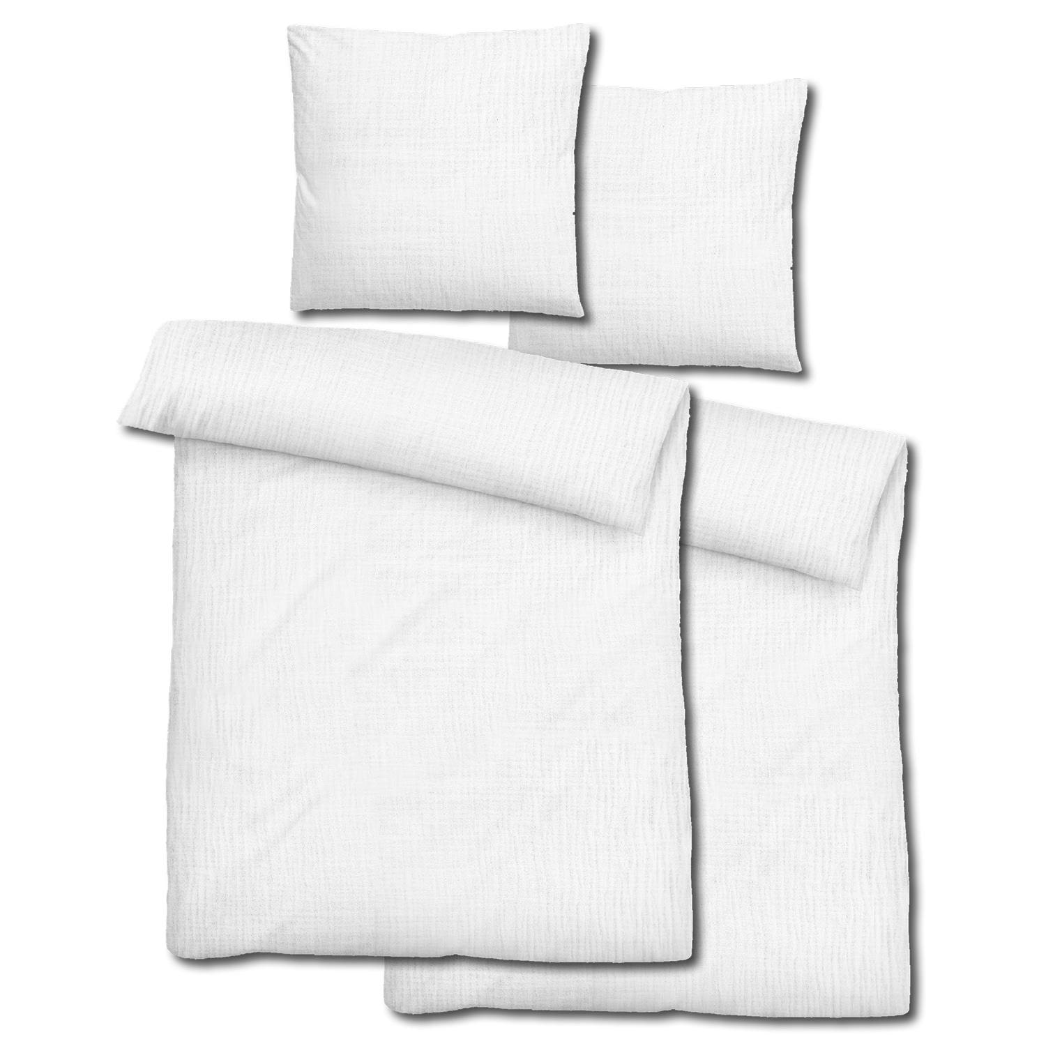Doppelpack Sleezzz® Musselin Bettwäsche weiß 155 x 220 cm + 80 x 80 cm