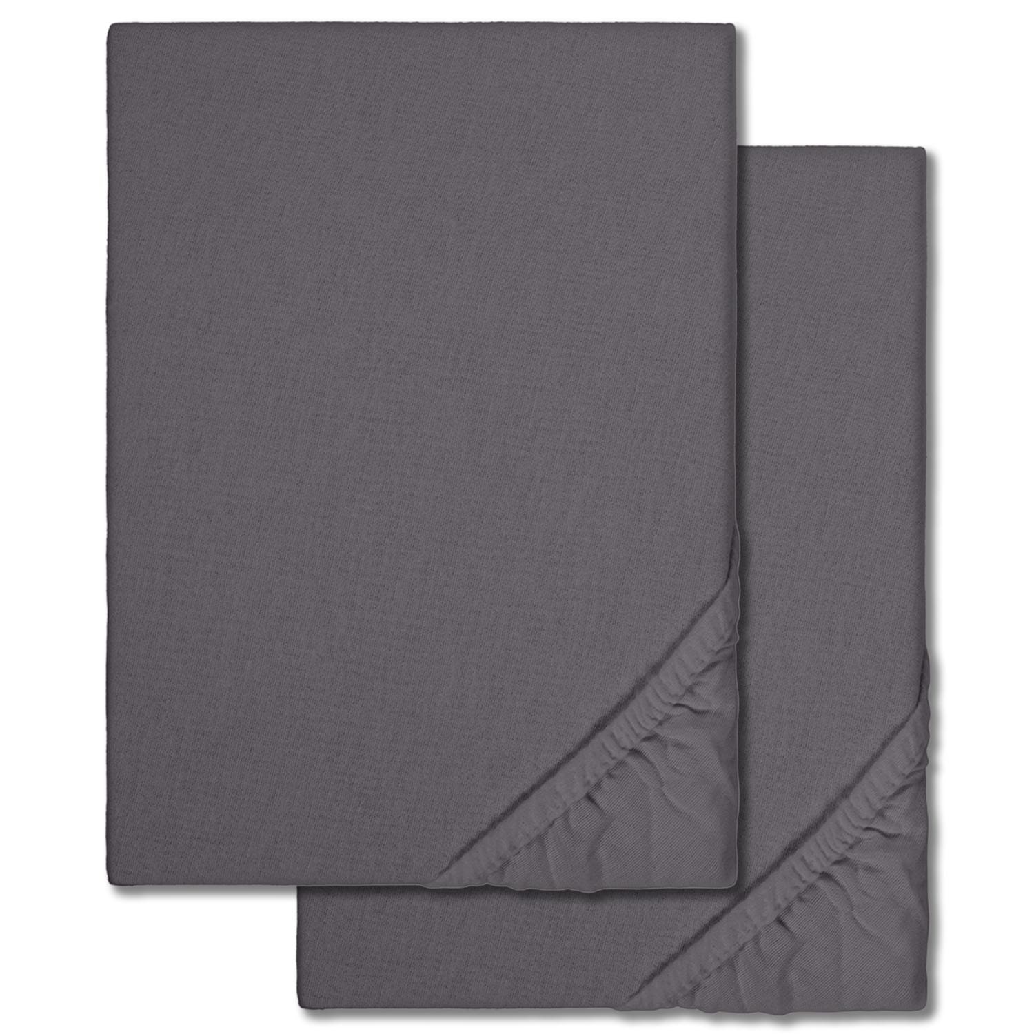 Spannbettlaken Winterflausch anthrazit 140 x 190 - 160 x 200 cm Doppelpack