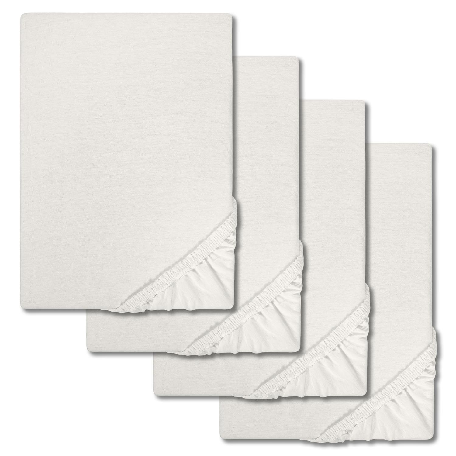 4er-Set Castell Jersey Baumwoll Spannbettlaken weiß 90 x 190 - 100 x 200 cm