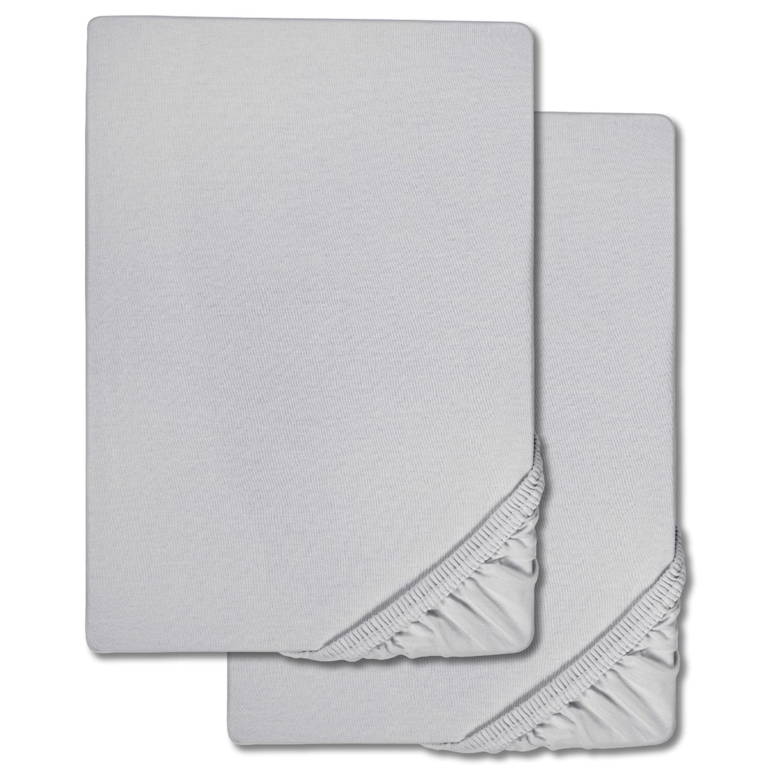 Castell Spannbettlaken Microfaser Interlock-Jersey silber grau 90 x 190 - 100 x 200 cm Doppelpack