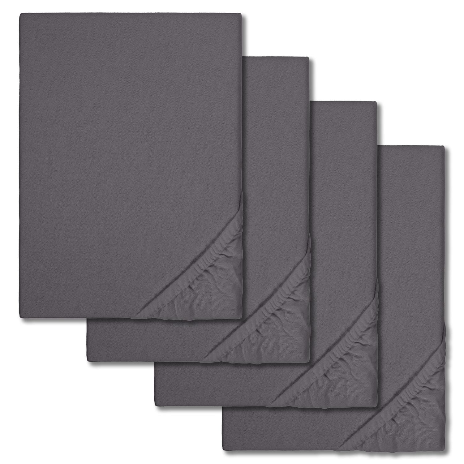 Spannbettlaken Winterflausch anthrazit 140 x 190 - 160 x 200 cm im 4er-Pack