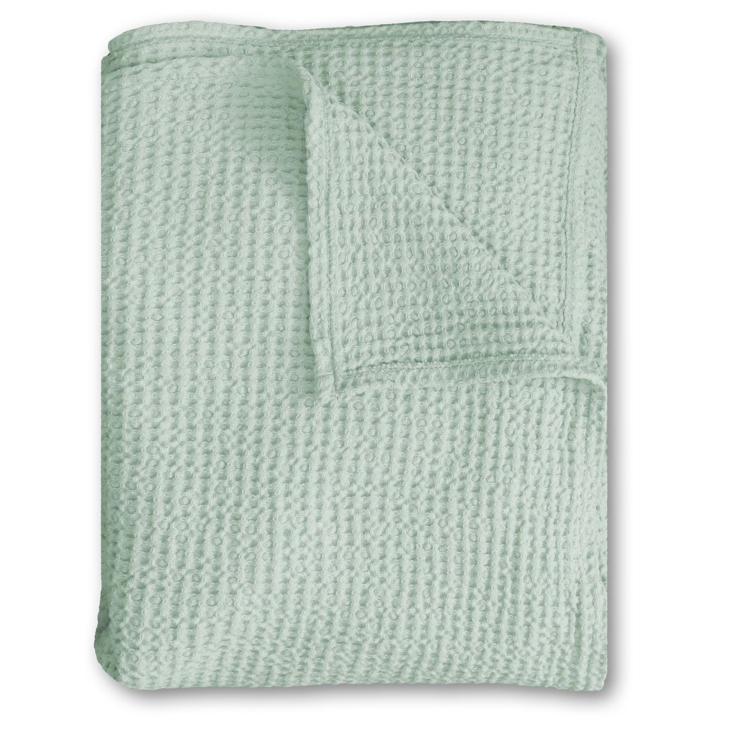 140 x 200 cm Waffelpiqué leichte Baumwolldecke grün