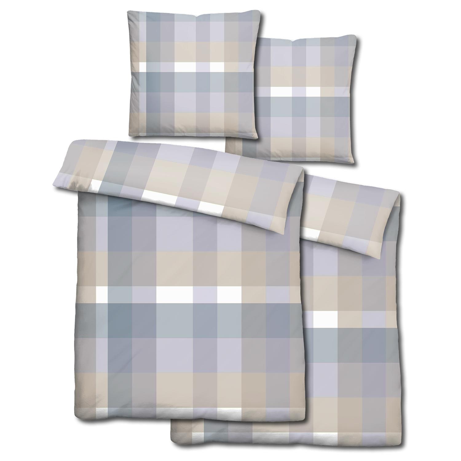Doppelpack CloudComfort Basic Mikrofaser Bettwäsche kariert 135 x 200 + 80 x 80 cm