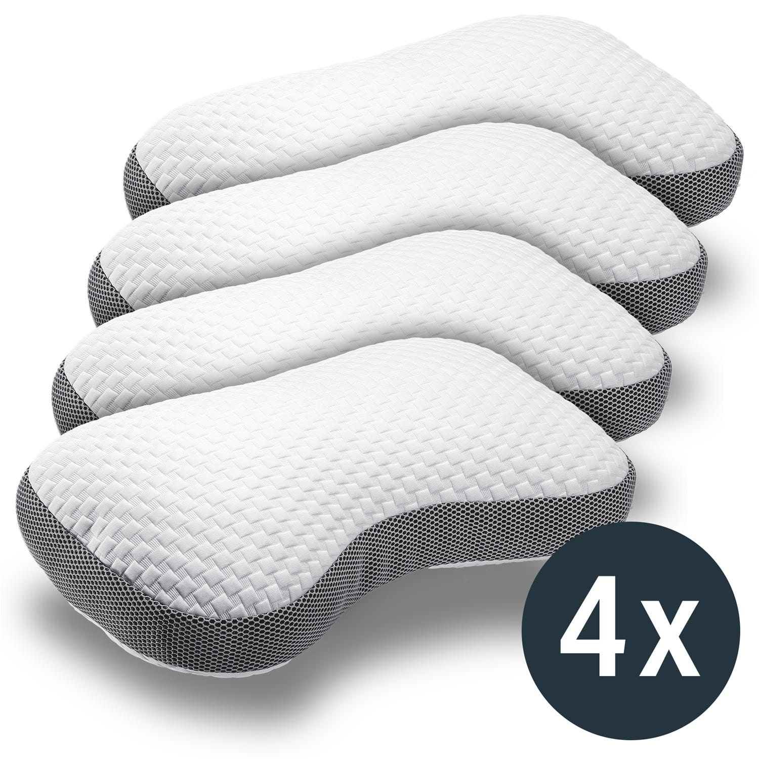 4 x Sleezzz Premium Viskoelastik Kontur Kissen Schmetterling 36 x 60 cm mit hautsympathischem Doppeltuch-Bezug