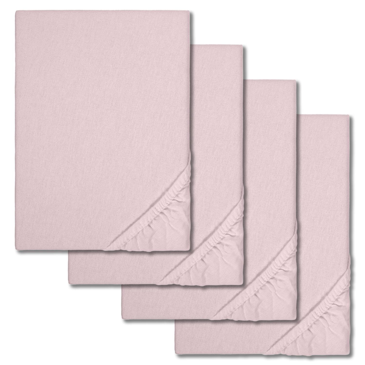 Spannbettlaken Winterflausch rosa 90 x 190 - 100 x 200 cm im 4er-Pack