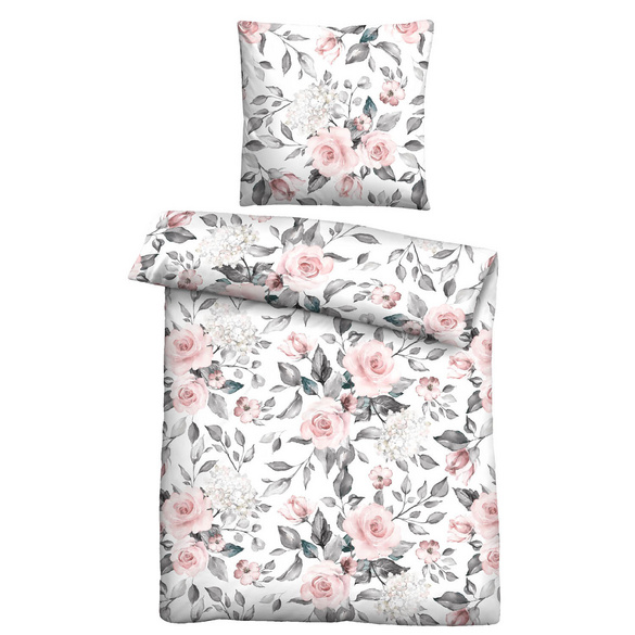 Castell Nicki Bettwäsche Rosen rose, 1x 135x200 cm + 1x 80x80 cm