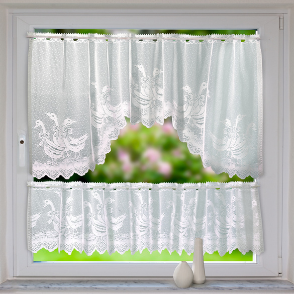 Gardinen-Set 'Gänse' weiß, 2-tlg.