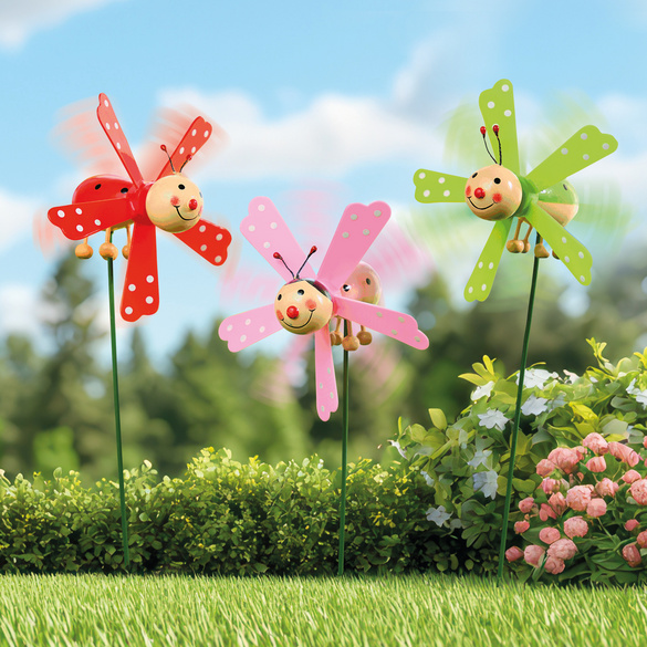Gartendeko lustige Windräder zur Vogelabwehr 3er-Set