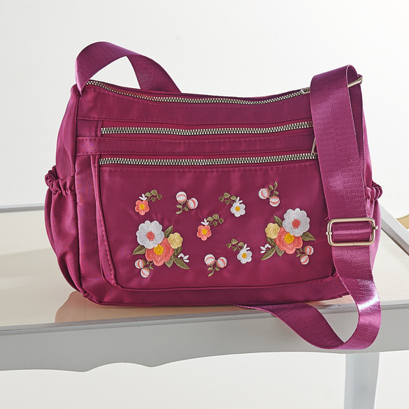 Handtasche 'Blumenranke' fuchsia