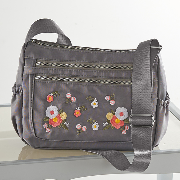 Handtasche 'Blumenranke' grau