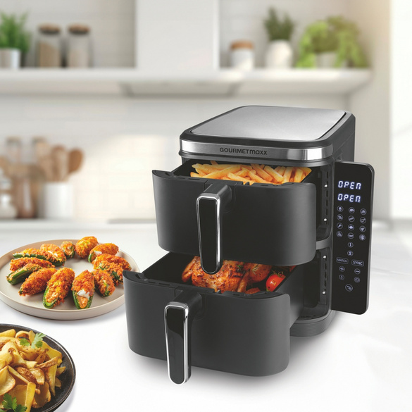 Heißluft-Fritteuse Vertikale 2 x 5 l Doppelkammer GOURMETmaxx