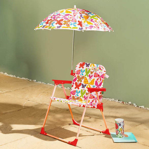 Kinderklappstuhl + Sonnenschirm 'Schmetterlinge'