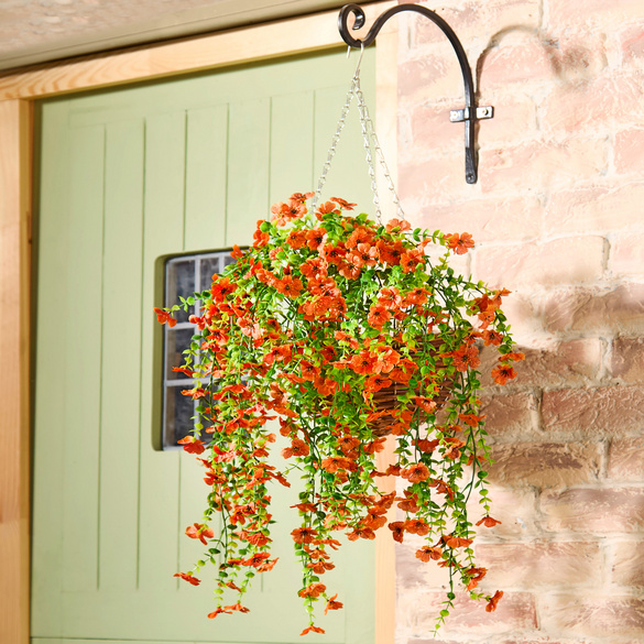 Kunstblumen hängend orange