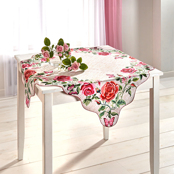 Mitteldecke 'Rosen' mit Languettenrand 85 x 85 cm Eldo