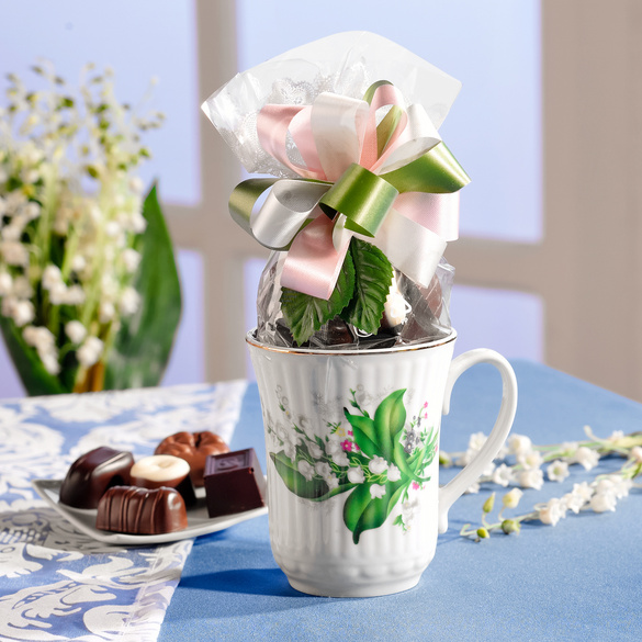 Tasse 'Maiglöckchen' + Belgische Pralinen