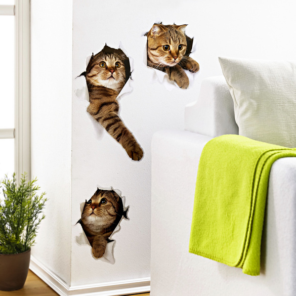 Wand-Sticker 'Katzen', 3er-Set