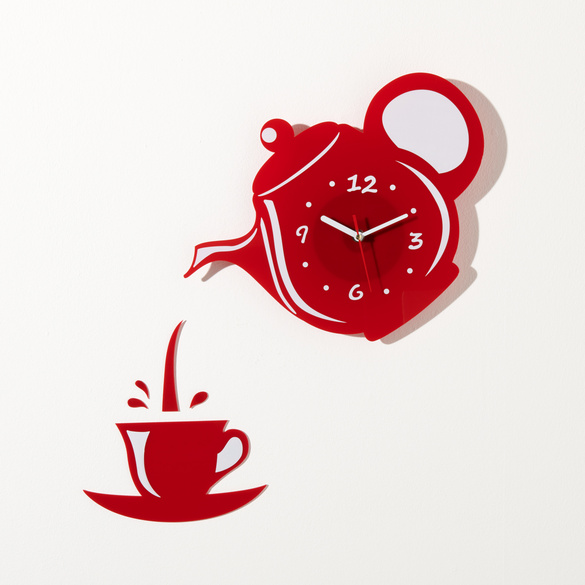 Wanduhr 'Kaffeklatsch' rot