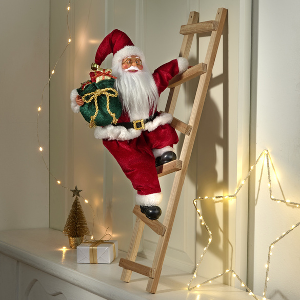 Weihnachtsdeko 'Weihnachtsmann auf Leiter'