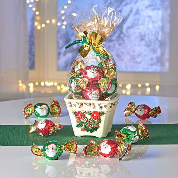 Weihnachtstöpfchen mit Pralinen