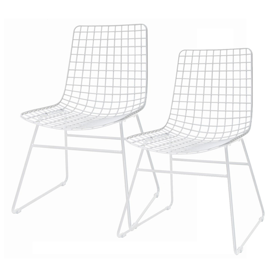 HK living Wire Dining Chair Esszimmerstuhl - 2 Stühle - white - B 54 x T 47 x H 86 cm