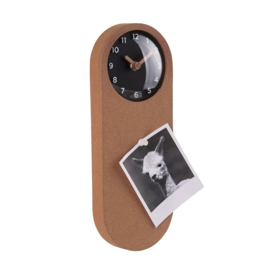 Present Time TIME TO REMEMBER Memo Board mit Uhr - schwarze Uhr - 31x12x3 cm - Uhr Ø 10cm