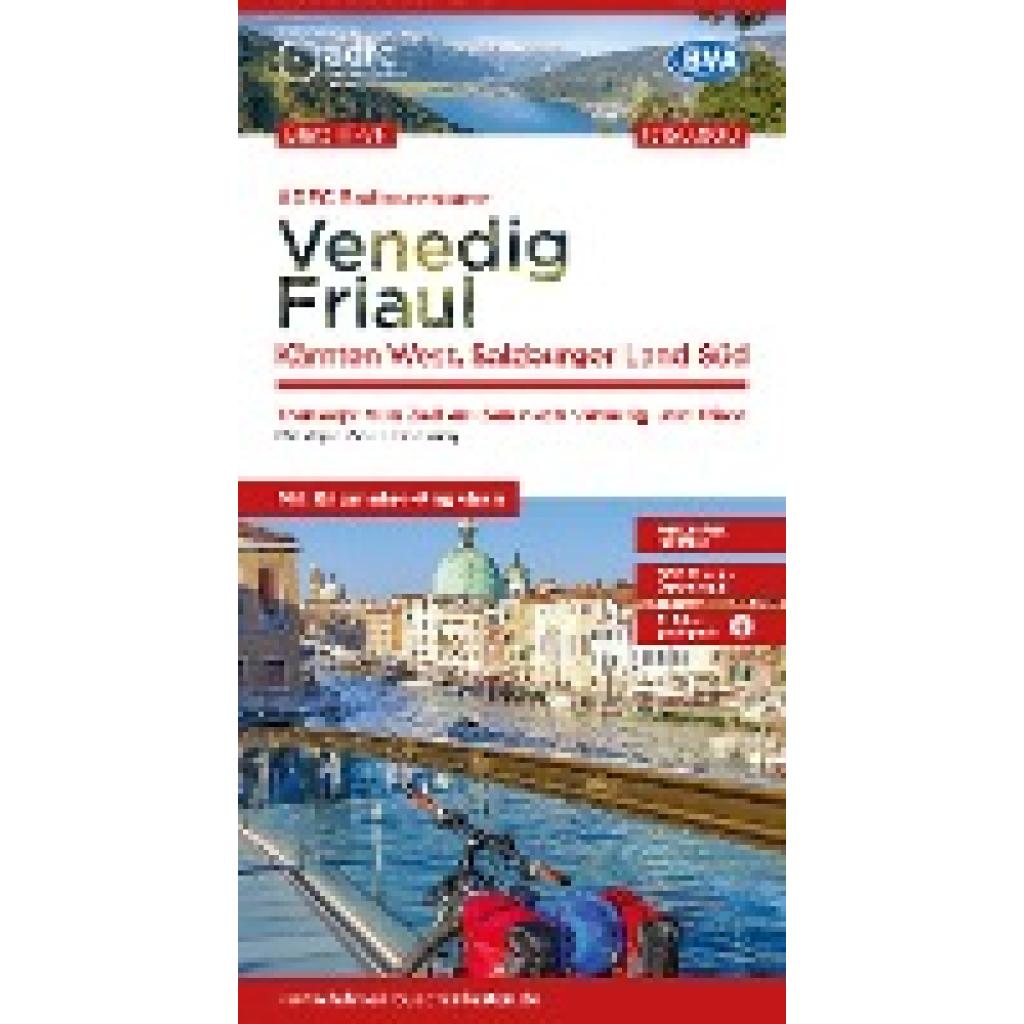 ADFC-Radtourenkarte IT-VF Venedig, Friaul - Kärnten West, Salzburger Land Süd, 150.000, reiß- und wetterfest, E-Bike geeignet, GPS-Tracks Download, mit Bett+Bike Symbolen, mit Kilometer-Angaben