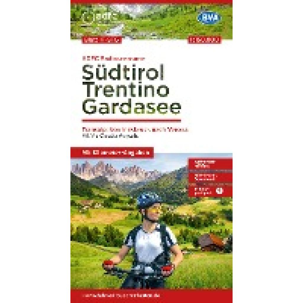 ADFC-Radtourenkarte IT-STG Südtirol, Trentino, Gardasee 1:150.000, reiß- und wetterfest, E-Bike geeignet, GPS-Tracks Download, mit Bett+Bike Symbolen, mit Kilometer-Angaben