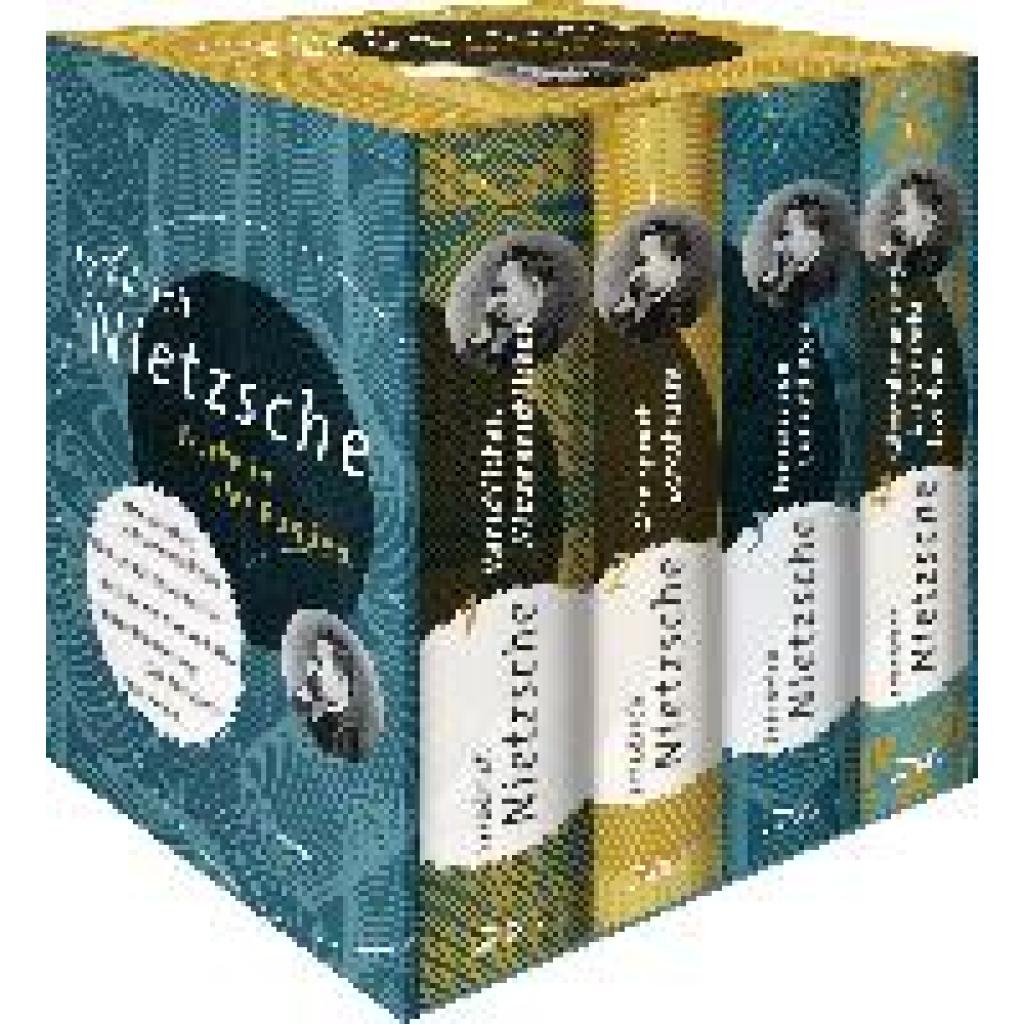 Nietzsche, Friedrich: Friedrich Nietzsche, Werke in vier Bänden (Menschliches, Allzu Menschliches - Also sprach Zarathustra - Jenseits von Gut und Böse - Götzendämmerung/Der Antichrist/Ecce Homo) (4 Bände im Schuber)