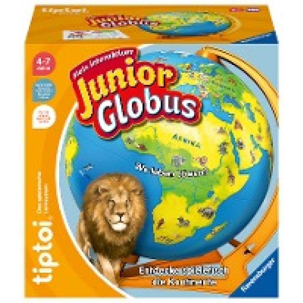 Ravensburger tiptoi 00115 - Mein interaktiver Junior Globus - Kinderspielzeug ab 4 Jahren