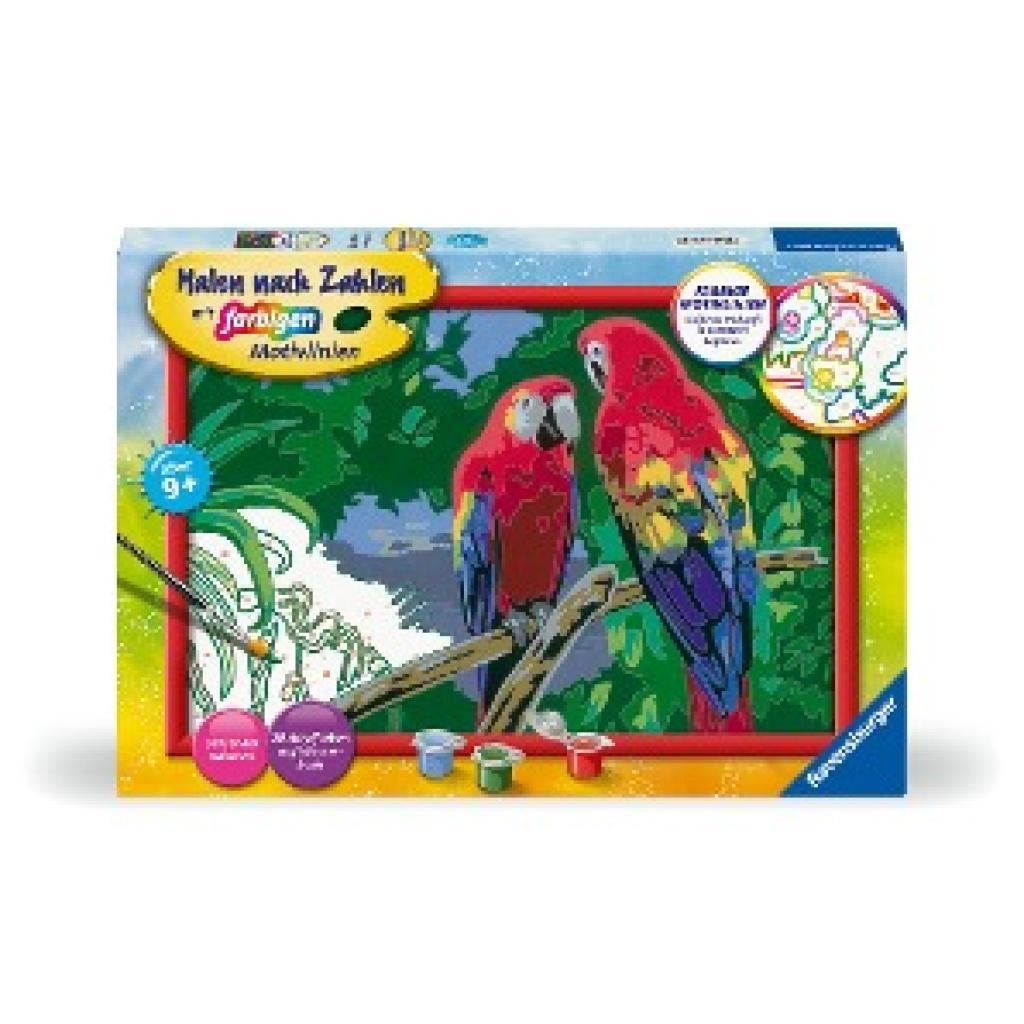 Ravensburger CreArt 23770 - Bunte Papageien - Malen nach Zahlen Papagei für Kinder ab 9 Jahre