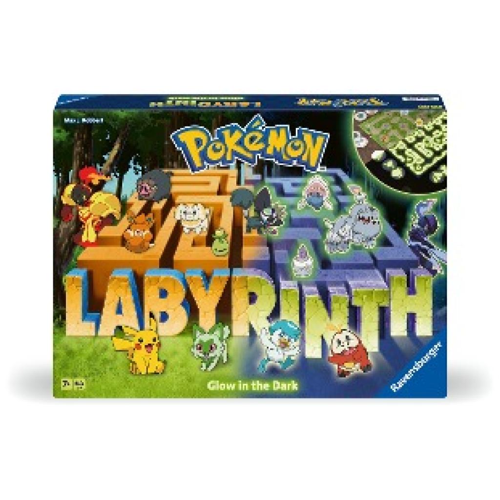Kobbert, Max J.: Ravensburger 22705 - Pokémon Labyrinth Glow in the Dark - Schiebespaß mit den beliebtesten Pokémon für 2-6 Personen ab 7 Jahren: Im Hellen und Dunkeln spielbar