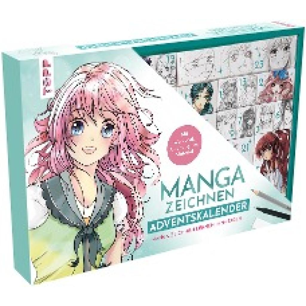 Keck, Gecko: Manga zeichnen Adventskalender - Manga zeichnen lernen in 24 Tagen. Mit Anleitungsbuch, Workbook und Zeichenmaterial