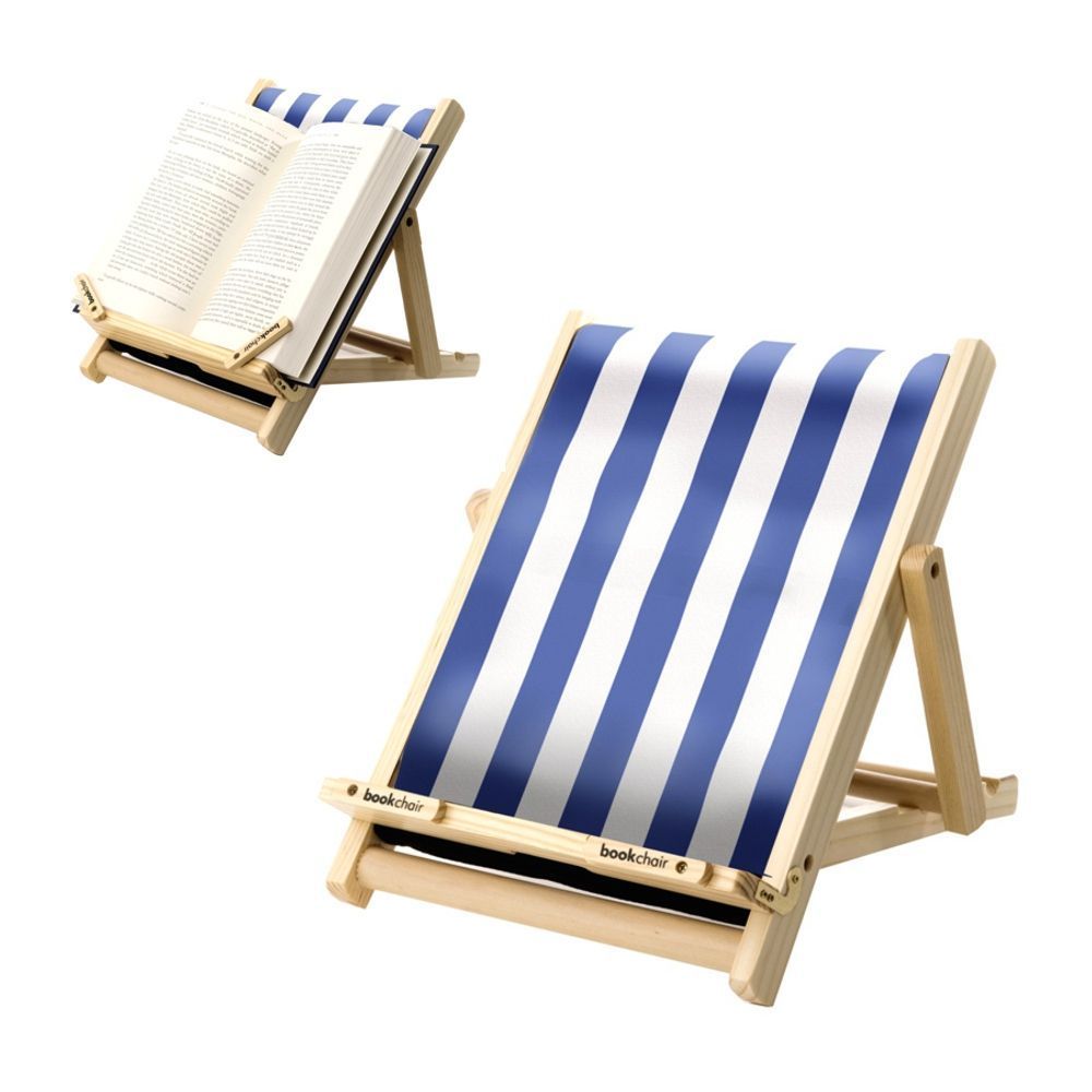 Bookchair (Standard) | Blau-Weiß | Buchständer aus Holz | Leseständer | Für Bücher, E-Reader und Tablets | Lesehilfe | Tablethalter | freihändig Lesen | aktives Sitzen | ergonomisches Lesen | Geschenk für Leser & Buchliebhaber