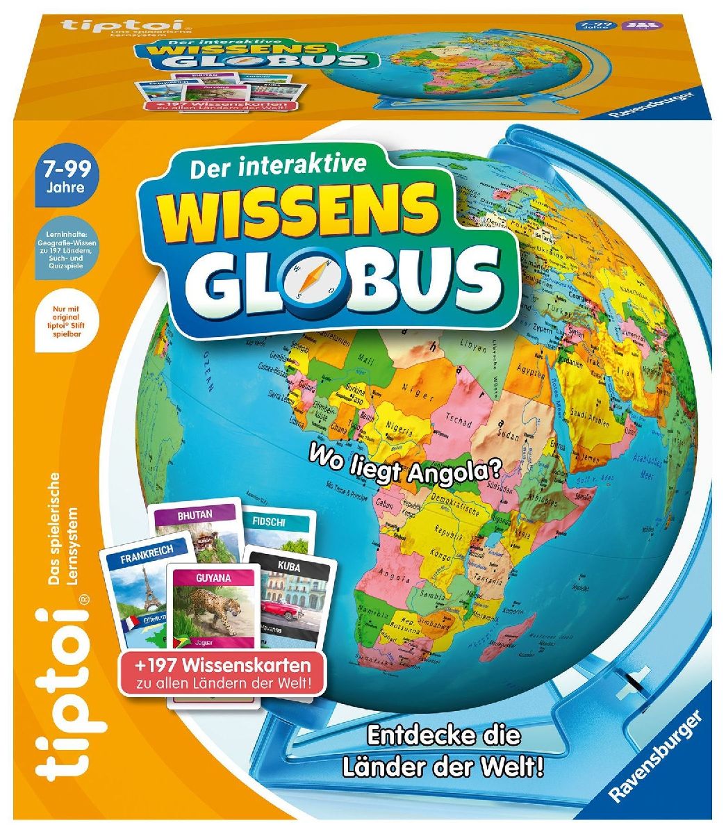tiptoi Spiel 00107 - Der interaktive Wissens-Globus - Lern-Globus für Kinder ab 7 Jahren, lehrreicher Globus für Jungen und Mädchen, für 1-4 Spieler