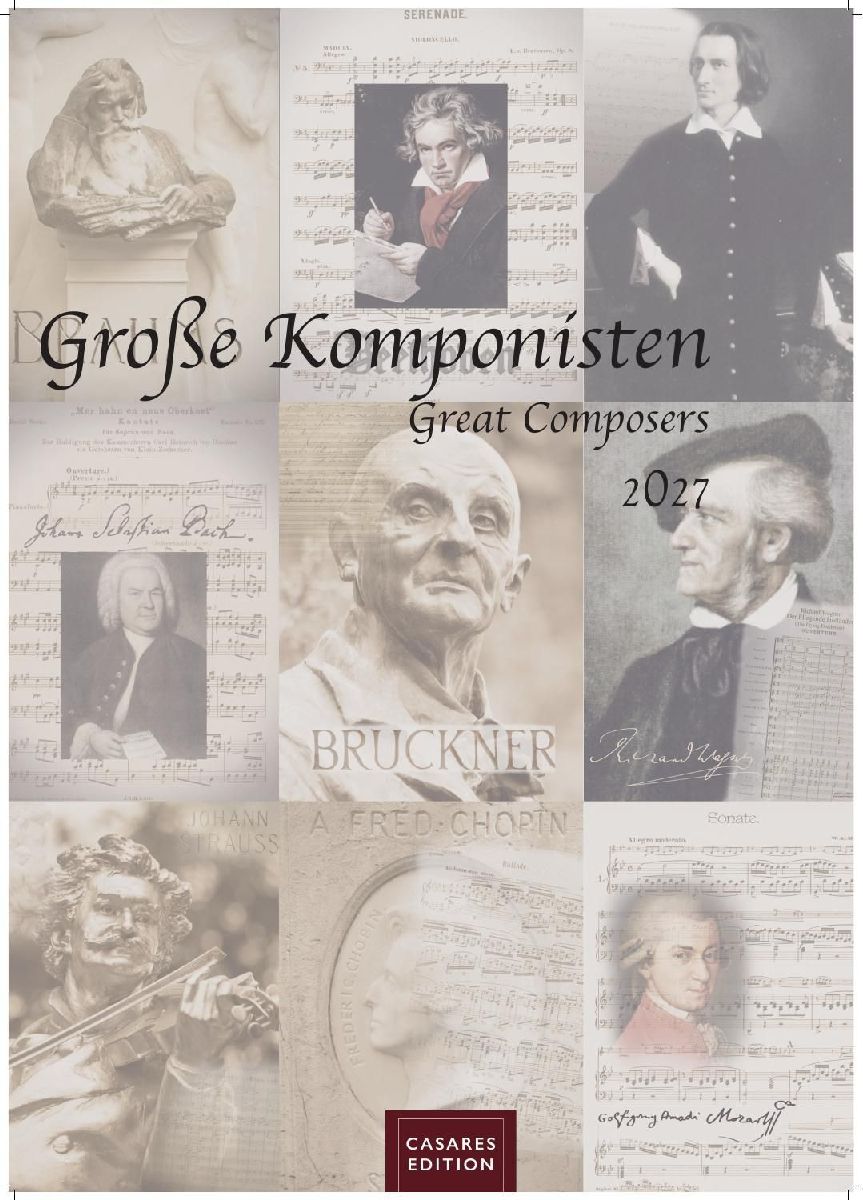 Komponisten Kalender 2027 - Musik-Kalender 21x29cm - Klassische Komponisten mit 12 Künstlerporträts