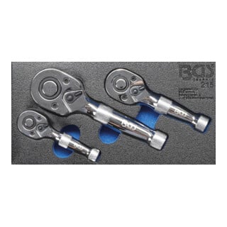 BGS Mini-Umschaltknarren-Satz 6,3 mm (1/4 Zoll) / 10 mm (3/8 Zoll) / 12,5 mm (1/2 Zoll) 3 teilig