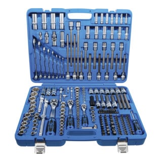 BGS Steckschlüssel-Satz Sechskant Antrieb 6,3 mm (1/4 Zoll) / 10 mm (3/8 Zoll) / 12,5 mm (1/2 Zoll) 214 teilig